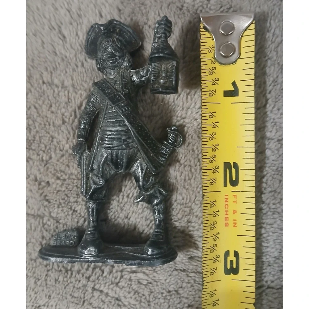 Vintage Blackbeard Pirate Metal Figurine 3‎ Inch Miniature Hong Kong Pewter Tone